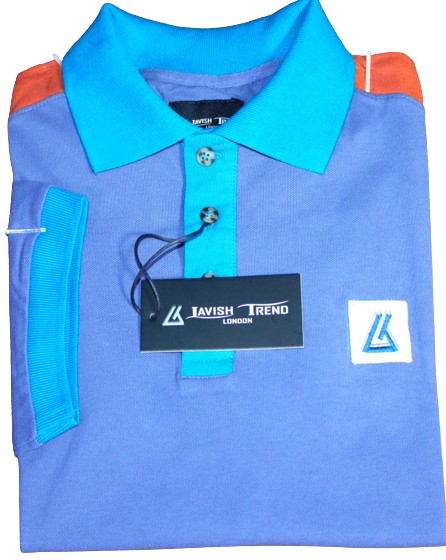 Polo Shirt, Dark Blue/Light Blue/Maroon; Cotton