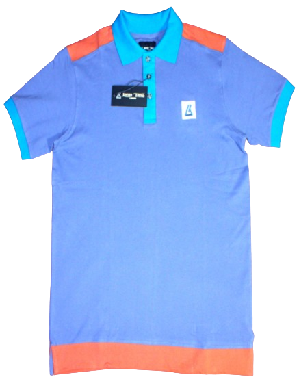 Polo Shirt, Dark Blue/Light Blue/Maroon; Cotton