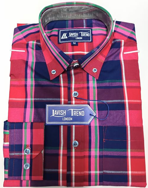 Check Shirt, Long Sleeve, 100% Cotton.