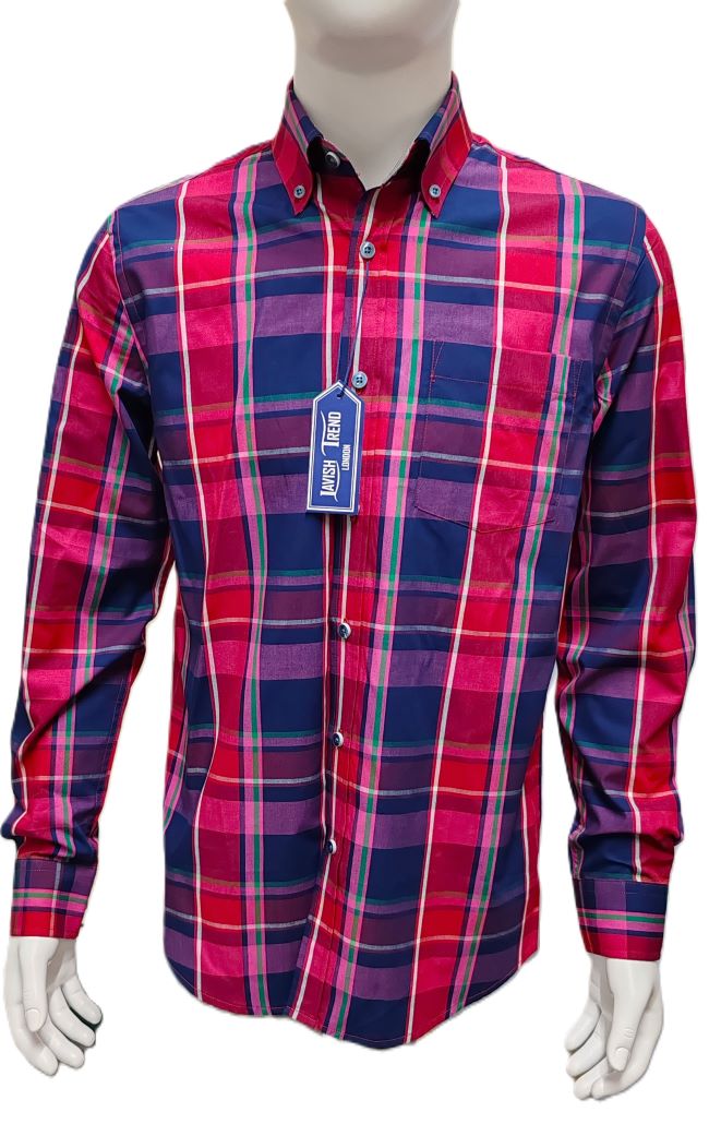 Check Shirt, Long Sleeve, 100% Cotton.