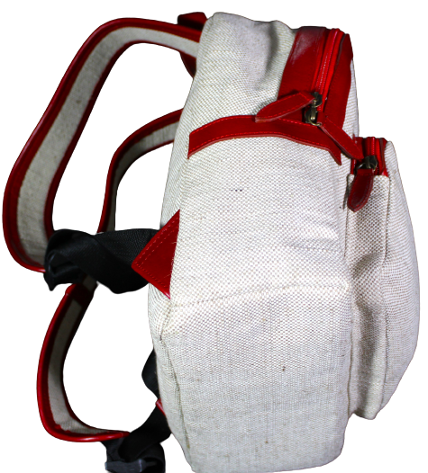 Ladies Office Bag/ Backpack/ School Bag; Leather and Jute fabric.