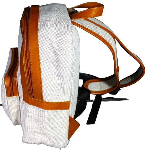 Unisex Office Bag/Backpack/School Bag; Leather & Golden Fibre of Natural Jute Fabric.
