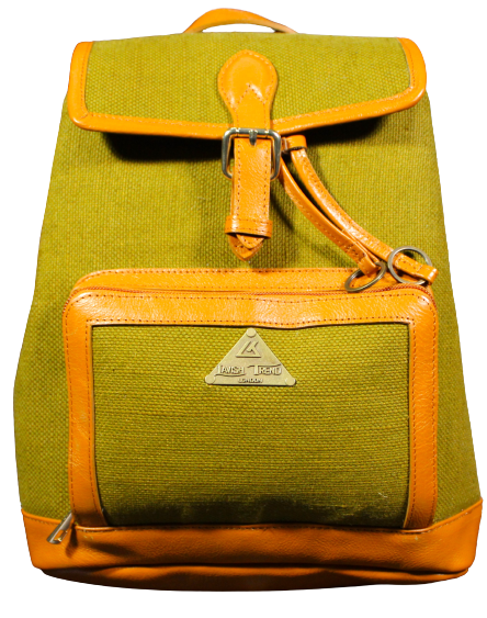 Unisex Office Bag/ Backpack/ School Bag; Leather & Jute Fabric.