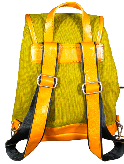 Unisex Office Bag/ Backpack/ School Bag; Leather & Jute Fabric.