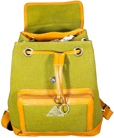 Unisex Office Bag/ Backpack/ School Bag; Leather & Jute Fabric.
