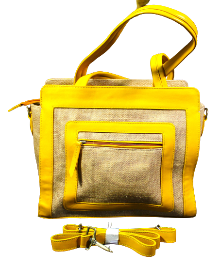Ladies Hand Bag/ Shoulder Bag; 100% Top Grain Cowhide Leather & Jute fibre