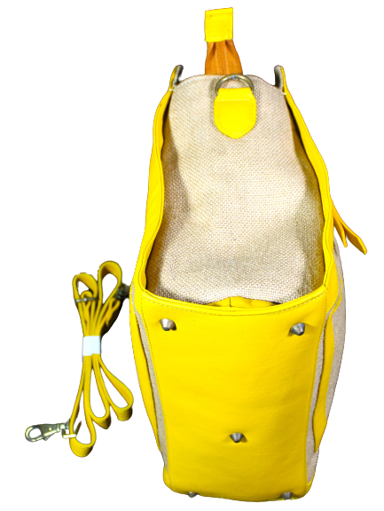 Ladies Hand Bag/ Shoulder Bag; 100% Top Grain Cowhide Leather & Jute fibre