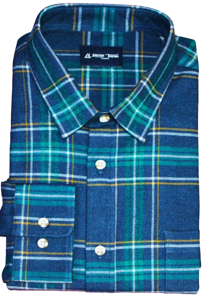 Check, Deep Blue, Long Sleeve, Cotton Shirt