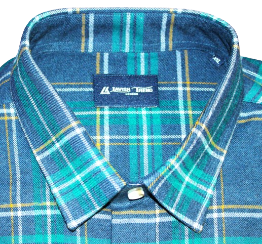 Check, Deep Blue, Long Sleeve, Cotton Shirt