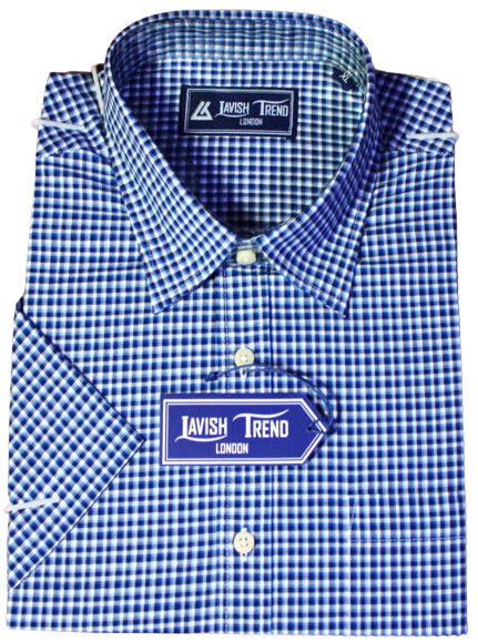 Blue Check; Half Sleeve, Cotton Shirt
