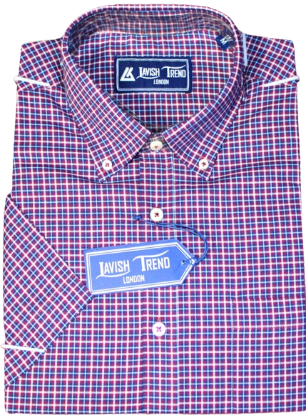Burgundy Check; Half Sleeve, Cotton Shirt
