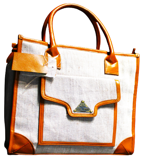 Unisex Hand Bag/ Shoulder Bag;100% Top Grain Cowhide Leather and Jute Fabric