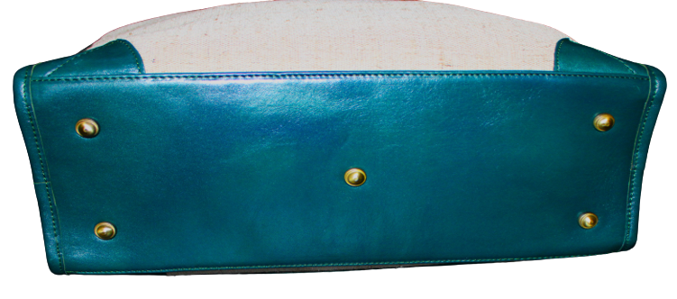 Unisex Hand Bag/ Shoulder Bag; 100% Top Grain Cowhide Leather and Jute Fabric