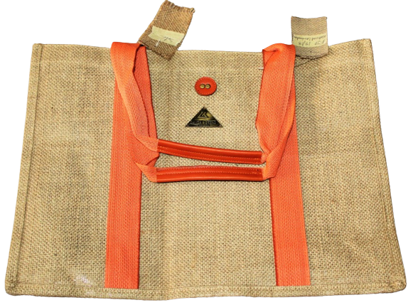 Hand Bag, 100% Top Grain Cowhide leather & Jute Fabric