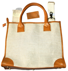 Hand Bag/ Shoulder Bag; Hand Made, Unisex, 100% Top Grain Cowhide Leather and Jute Fabric; Lavish Trend London.