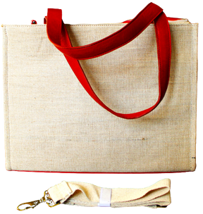Hand Bag, Hand Made, 100% Top Grain Cowhide leather & Natural Jute Fabric; Ladies Fashion, Lavish Trend London.