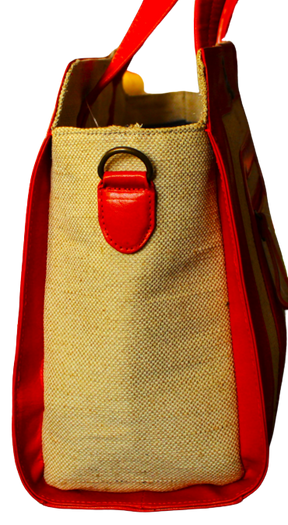 Hand Bag, Hand Made, 100% Top Grain Cowhide Leather & Jute Fabric; Ladies Fashion; Lavish Trend London