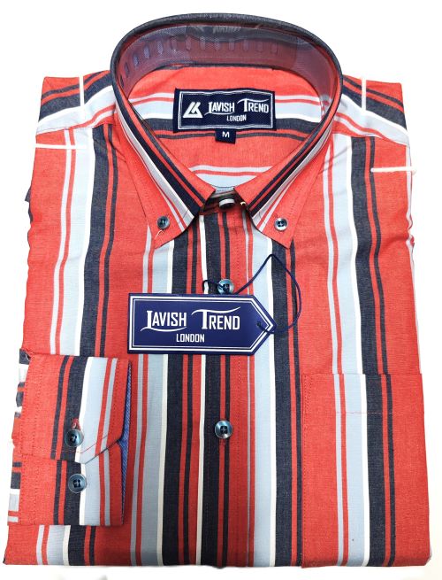 Stripe Shirt, Long Sleeve,  100% Cotton.