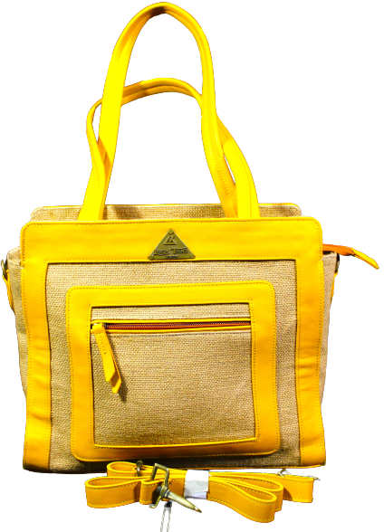 Hand Bag/ Shoulder Bag; Handmade; Ladies Fashion; 100% Top Grain Cowhide Leather and Golden Natural Fibre Jute; Lavish Trend London.