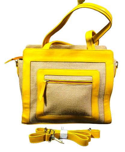 Ladies Hand Bag/ Shoulder Bag; 100% Top Grain Cowhide Leather & Jute fibre
