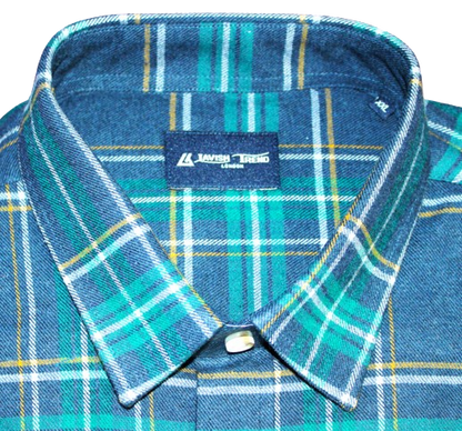 Check, Deep Blue, Long Sleeve, Cotton Shirt