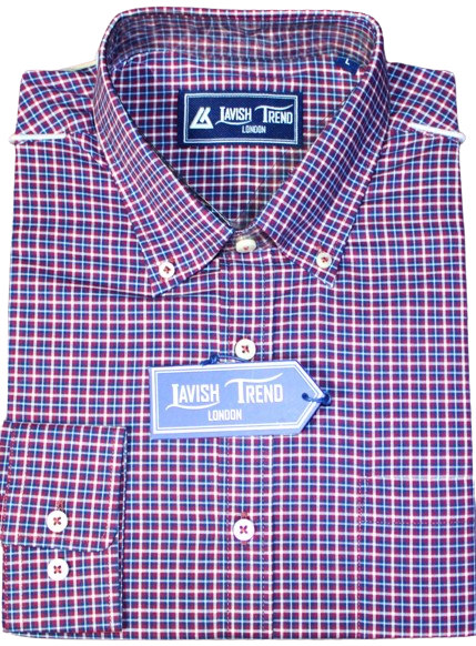 Burgundy Check; Full Sleeve, Cotton Shirt