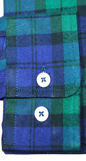 Green, Black and Purple check; Full Sleeves, Button Down Collar, Men Shirt