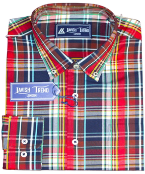 Check Shirt for Men, Multicolour, Full Sleeves, Button-down Collar.  Lavish Trend - London.