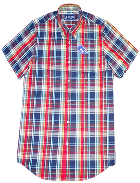 Check Shirt for Men, Multicolour, Short Sleeves, Button-down Collar.  Lavish Trend - London.