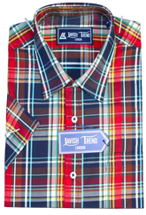 Check Shirt for Men, Multicolour, Short Sleeves, Button-free Collar.  Lavish Trend - London.
