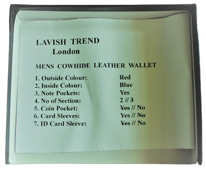 Wallet for Men, Handmade, 100% Top Grain Cowhide Leather