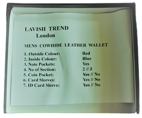 Wallet for Men, Handmade, 100% Top Grain Cowhide Leather, Lavish Trend London.