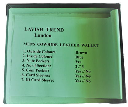 Wallet for Men, Handmade, 100% Top Grain Cowhide Leather